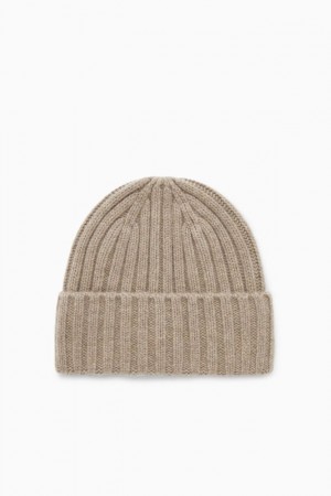 Beige Cos Chunky Pure Cashmere Beanie | SGUDW8971