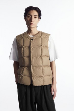 Beige Cos Quilted Padded Liner Vest | WYGCQ0527