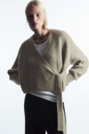 Beige Cos Textured Alpaca-blend Wrap Cardigan | GAFCL0729