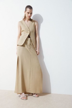 Beige Cos The High-slit Maxi Pencil Skirt | QAULS8620