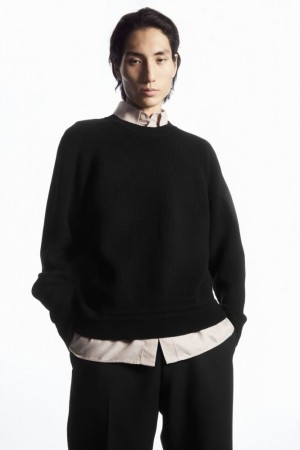 Black Cos Crew-neck Wool Sweater | UHCYE1987