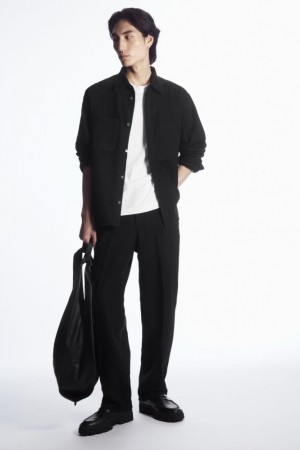 Black Cos Elasticated Wool Pants | HWOIP0127