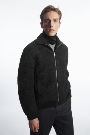 Black Cos Funnel-neck Teddy Jacket | BCAGV1507