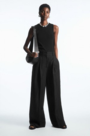 Black Cos High-waisted Wide-leg Pants | FSQXI5328