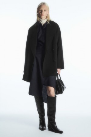 Black Cos Oversized Shawl-collar Wool Jacket | TJLAM5742