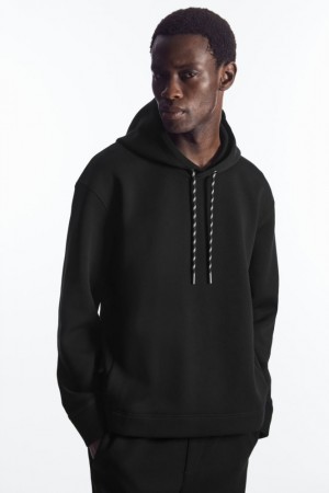 Black Cos Relaxed-fit Scuba Hoodie | XTWDK8479