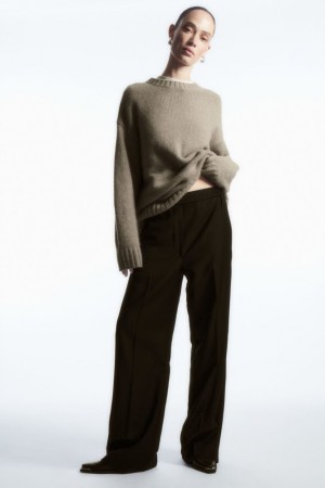 Black Cos Straight-leg Elasticated Wool Pants | XQUTZ1427