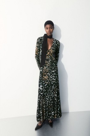 Black Cos The Feather-print Knitted Dress | GILUJ4520