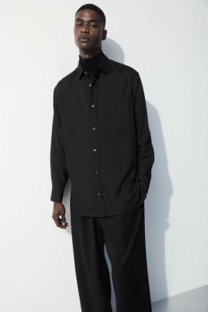 Black Cos The Fluid Silk Shirt | VQPDL0854