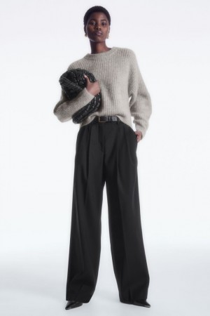 Black Cos Wide-leg Tailored Wool Pants | VBJTG1784