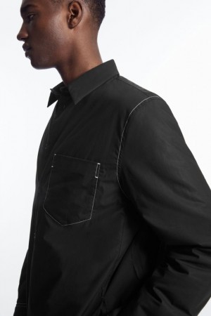 Black / White Cos Contrast-stitch Padded Overshirt | HSNMT2461