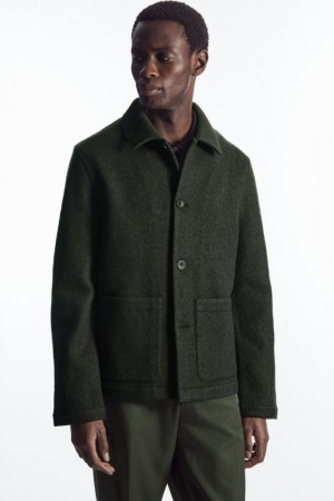 Dark Green Cos Knitted-collar Workwear Jacket | TUOCI1276