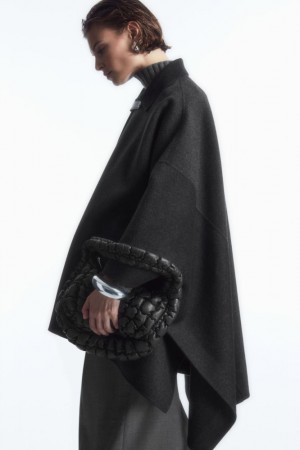 Dark Grey Cos Double-faced Wool Cape | AWMEO1745