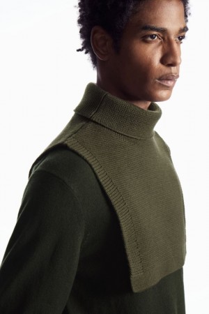 Dark Khaki Cos Wool Rollneck Collar | IBKND4816