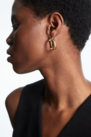 Gold Cos Oval Hoop Earrings | ETQYI8431