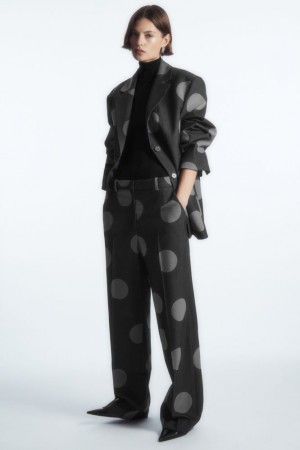 Grey Cos Polka-dot Wool-blend Straight-leg Pants | KNDGC6538