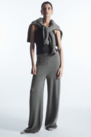 Grey Cos Wide-leg Pure Cashmere Pants | VANBC3921