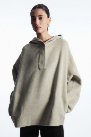 Light Beige Cos Oversized Double-faced Wool Hoodie | THQNU6412