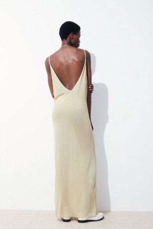 Light Beige Cos The Sheer Knitted Slip Dress | HRPYT3826