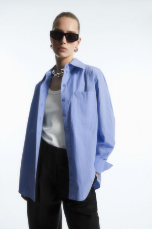 Light Blue Cos Oversized Long-sleeve Shirt | TLWKI4158