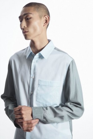 Light Blue / Turquoise Cos Color-block Tailored Shirt - Relaxed | OCWQM2430