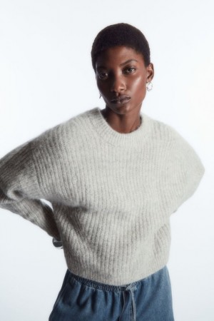 Light Grey Cos Cropped Alpaca And Wool-blend Sweater | AIRXL8324