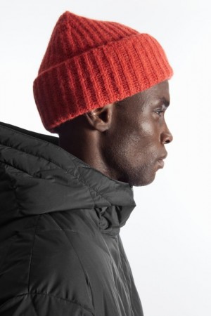 Light Orange Cos Ribbed Alpaca-blend Beanie | ELSAM6471