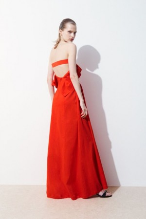 Light Orange Cos The Linen Bustier Dress | WOBUY5680