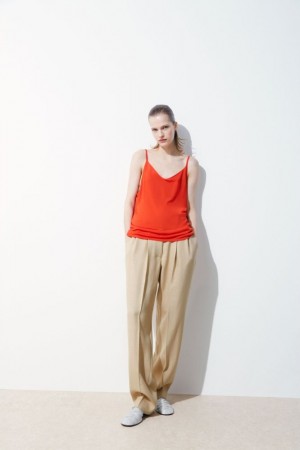 Light Orange Cos The Sheer Knitted Tank Top | ETUAO6940