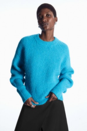 Light Turquoise Cos Cropped Alpaca And Wool-blend Sweater | NAYDX5023