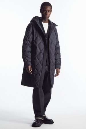 Navy Cos Diamond-quilted Padded Parka | UWPBZ3416