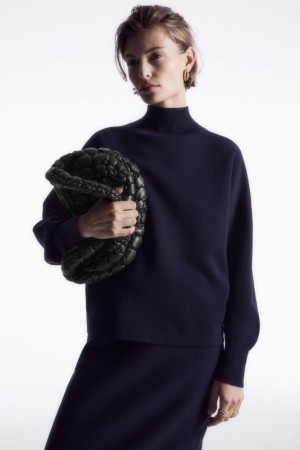 Navy Cos Double-faced Wool Turtleneck Sweater | AKBHS6420