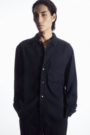 Navy Cos Lightweight Denim Shirt | TLMFD8450