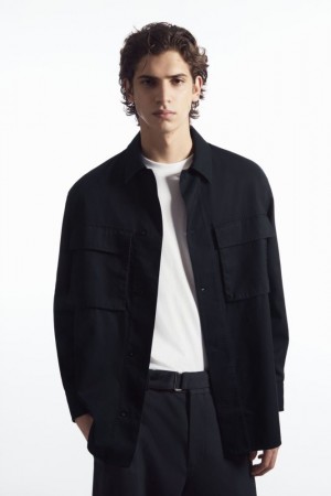 Navy Cos Oversized Utility Shirt | EMQPK0859