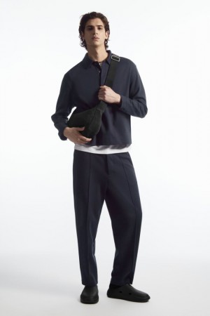 Navy Cos Pintucked Pull-on Jersey Pants | GYCKB0145