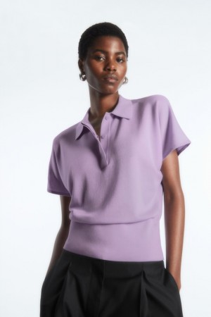 Purple Cos Knitted Polo Shirt | LGOZE5430