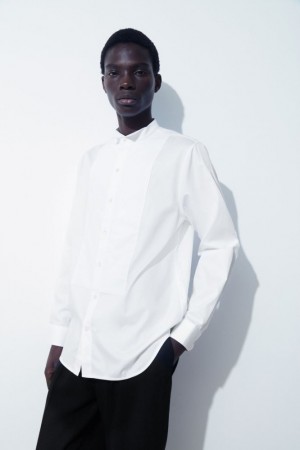 White Cos The Poplin Tuxedo Shirt | ZCRJH1420