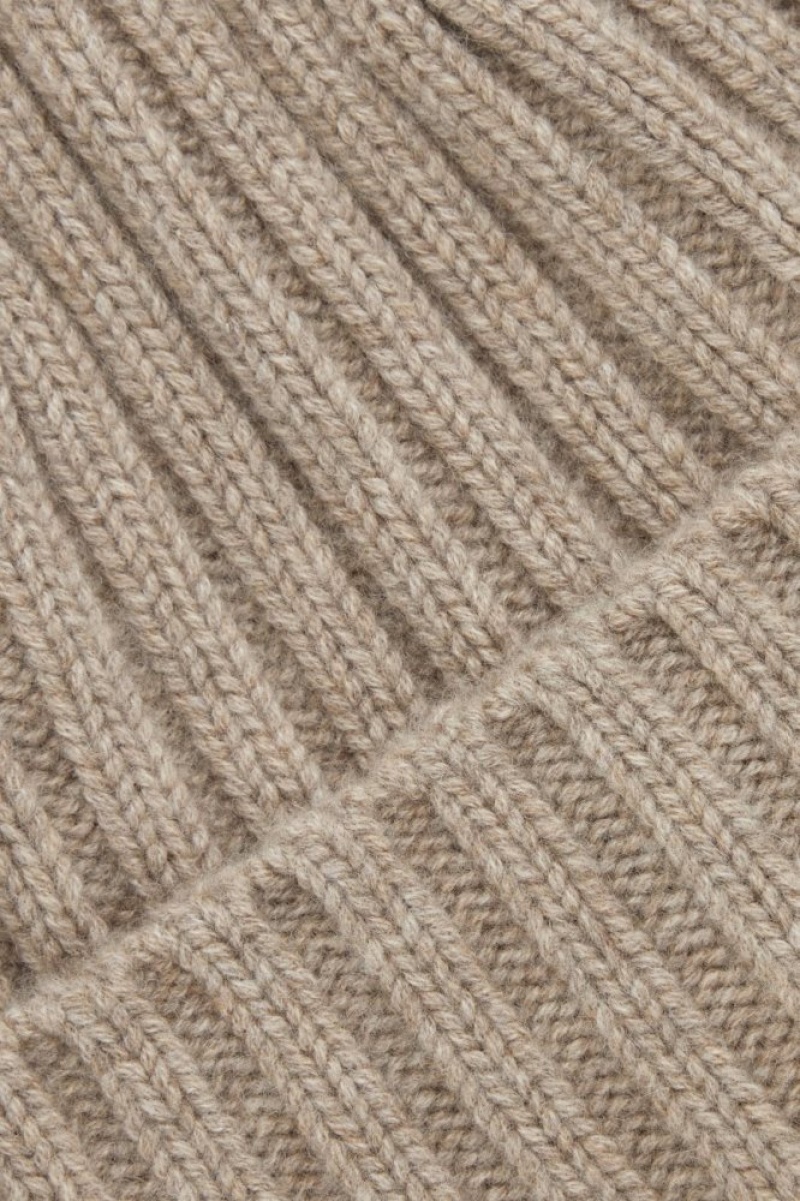 Beige Cos Chunky Pure Cashmere Beanie | SGUDW8971