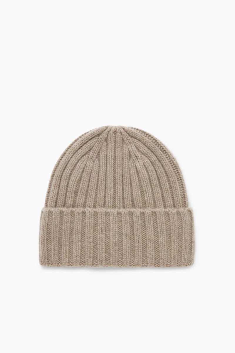 Beige Cos Chunky Pure Cashmere Beanie | SIMYN0719