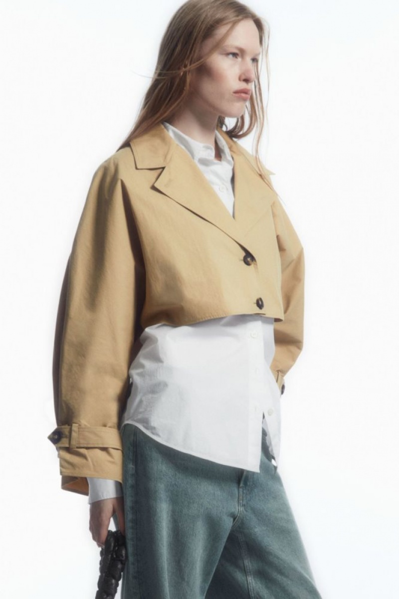 Beige Cos Cropped Hybrid Trench Coat | LATBQ6720