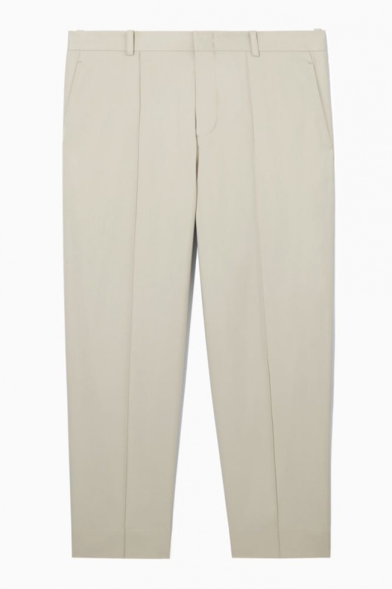 Beige Cos Cropped Straight-leg Twill Pants | PDFHE0524