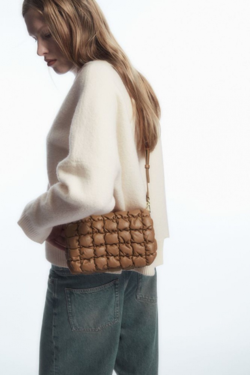 Beige Cos Quilted Crossbody Leather | FQWMI9871