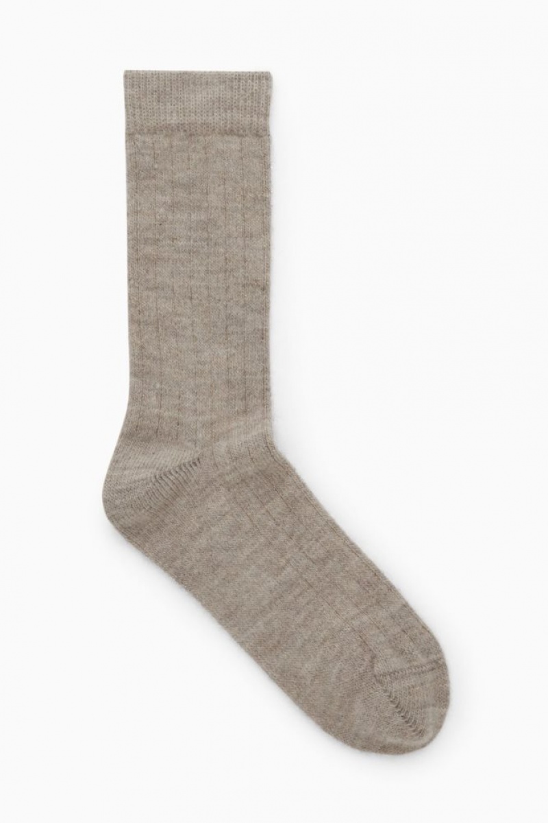 Beige Cos Sparkly Ankle Socks | IQKPD2839