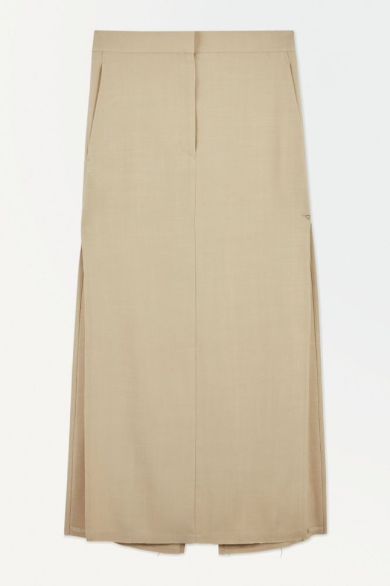 Beige Cos The High-slit Maxi Pencil Skirt | QAULS8620