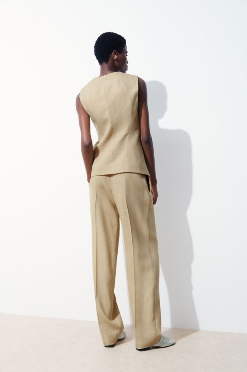 Beige Cos The Pleated Tailored Pants | NLWCJ2698