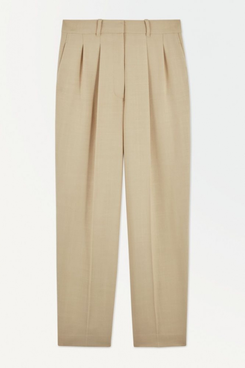 Beige Cos The Pleated Tailored Pants | NLWCJ2698