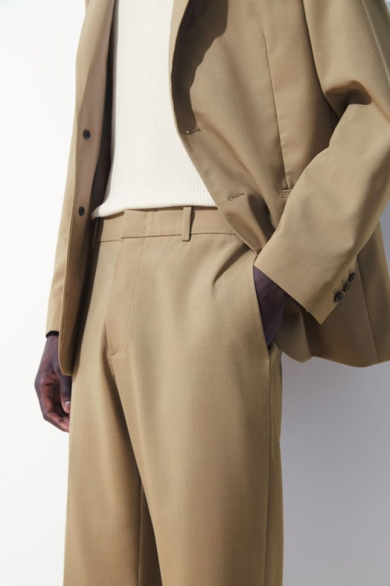 Beige Cos The Straight-leg Wool Pants | HSBQA9746