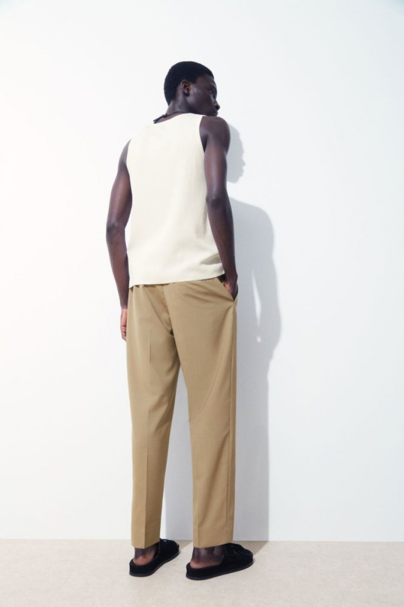 Beige Cos The Straight-leg Wool Pants | HSBQA9746