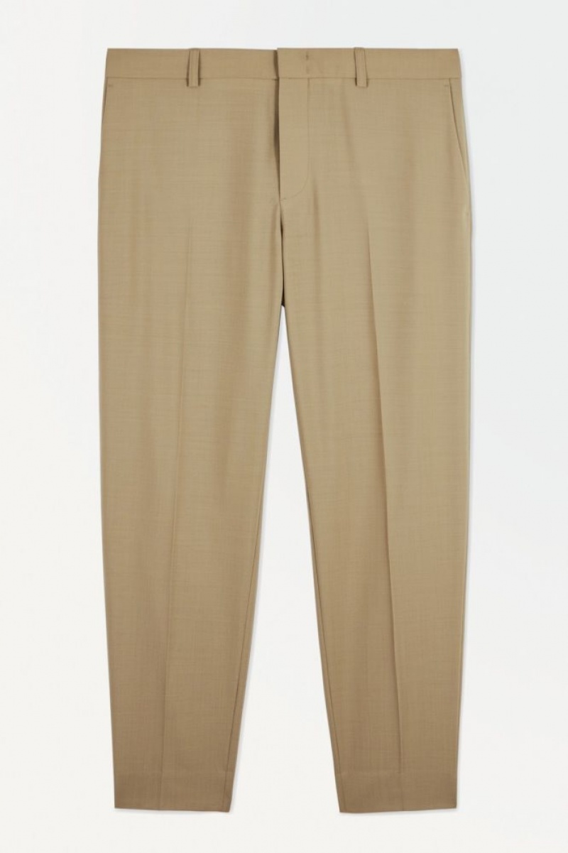 Beige Cos The Straight-leg Wool Pants | HSBQA9746