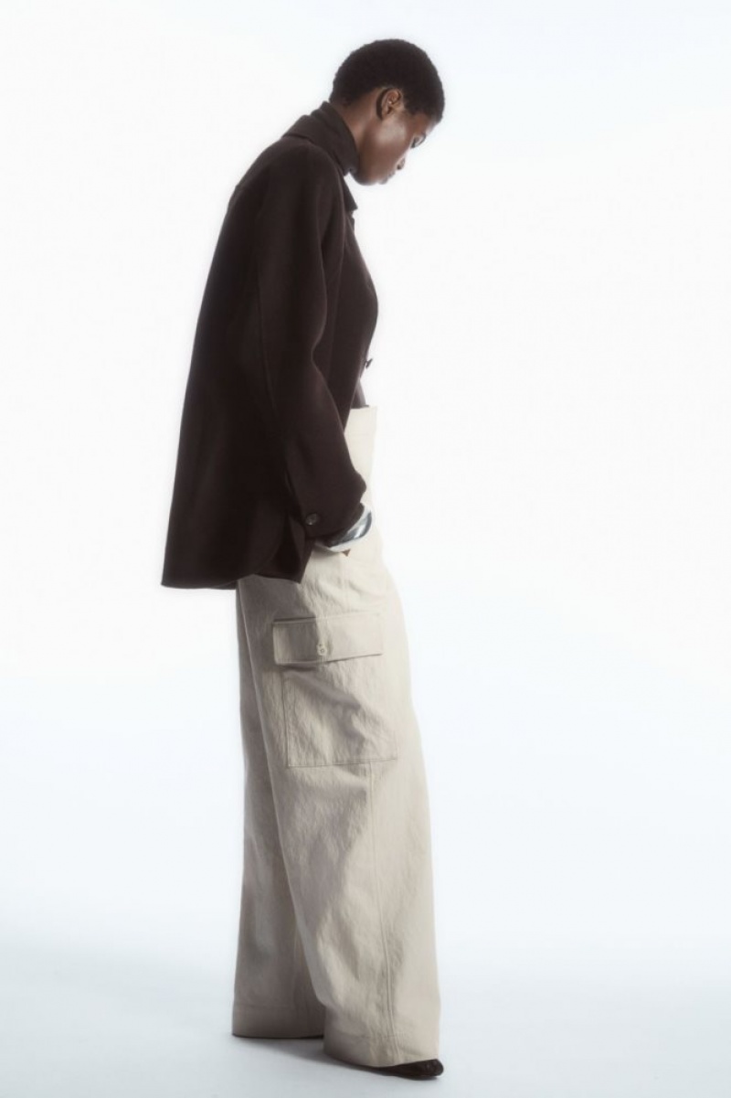 Beige Cos Wide-leg Cargo Pants | MAEPW8527